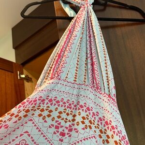 BCBGMaxAzria Pink and Orange Backless Dress